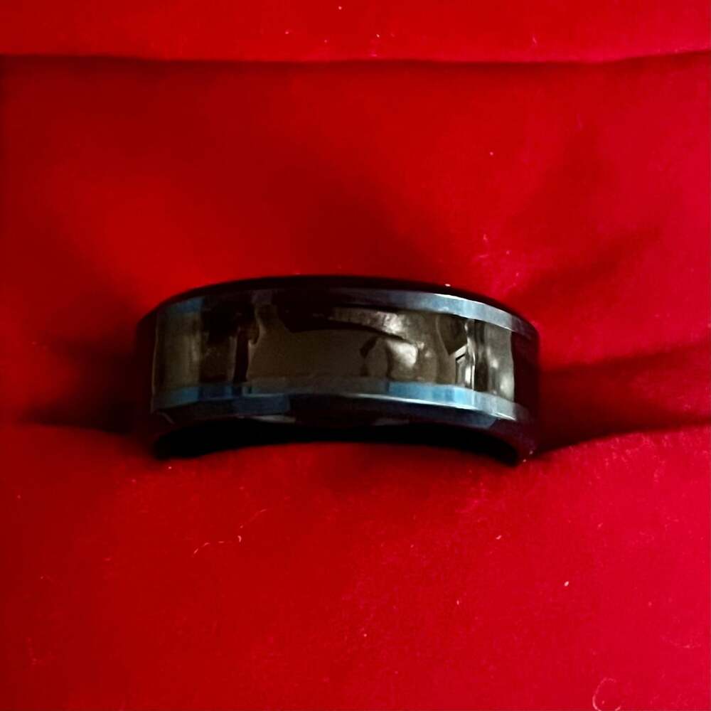 Tungsten Black Beveled Edge Multi-Color Polished Finish 6mm Band Ring Size 13